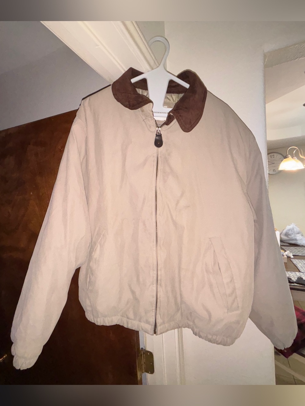Men’s Tan and Brown Vintage Knightsbridge Bomber Jacket Suede Collar Size Large
